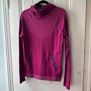 Nike Dri Fit Track Jacket Womens Large Fuscia Athletic Pullover Long Sleeve Hood